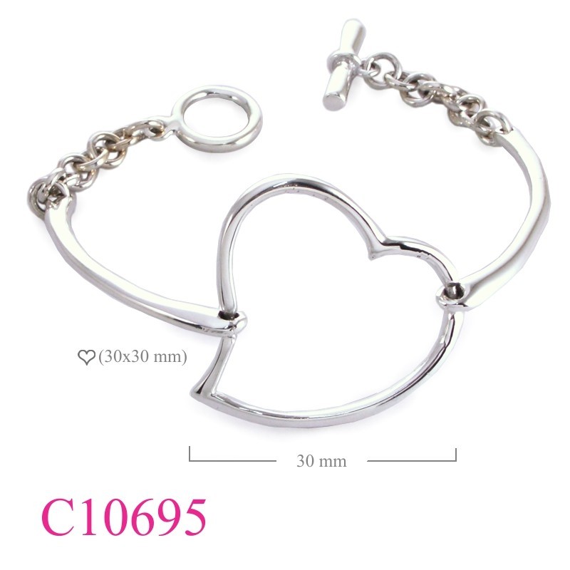 Bracelet, cut out heart with toggle.